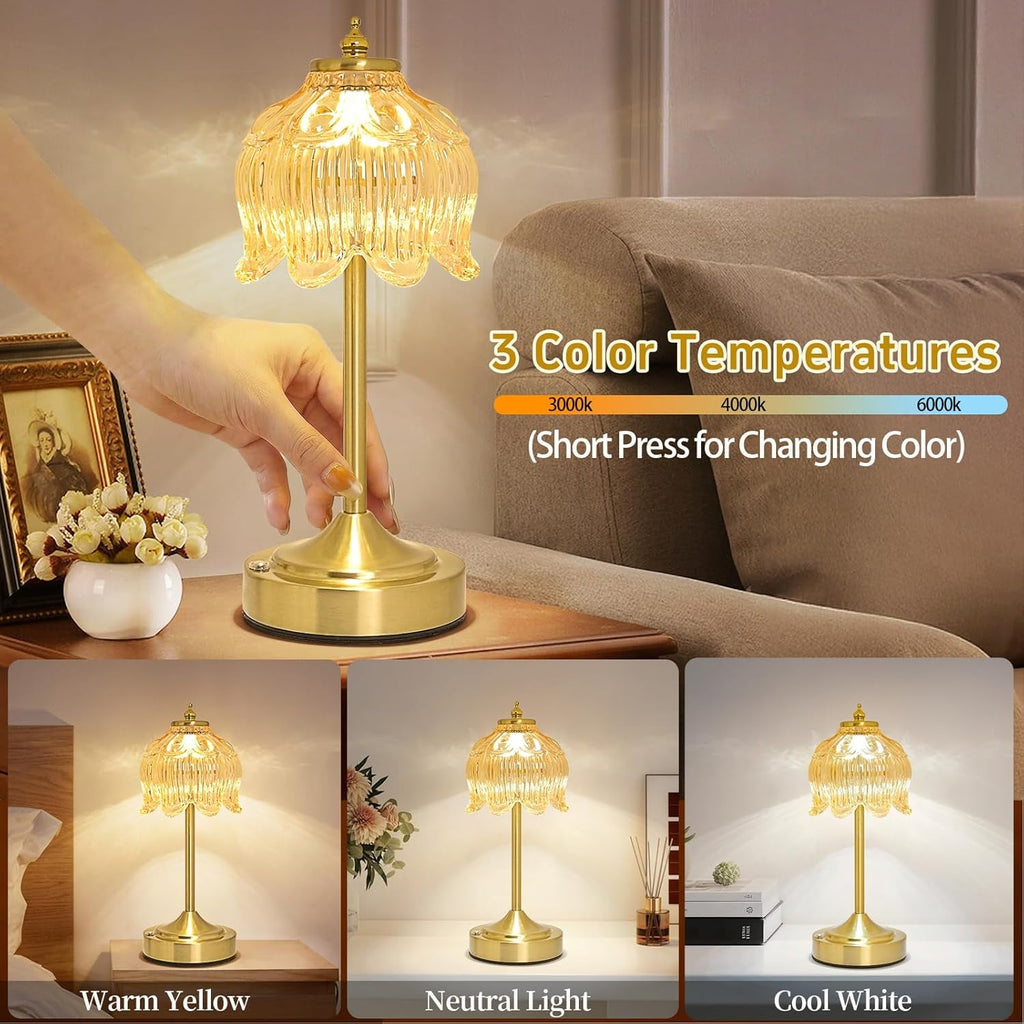 Cordless Lotus Desk Lamp 5200mAh Amber Rechargeable