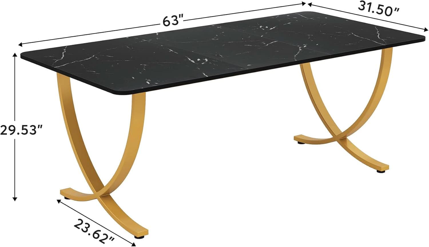Executive Desk 63 Inch Wide Black And Gold Office Desk